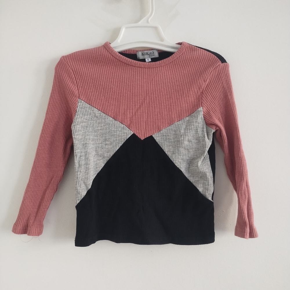 Kokao Paris Ribbed Colorblock Long Sleeve Top Pajama Size 5